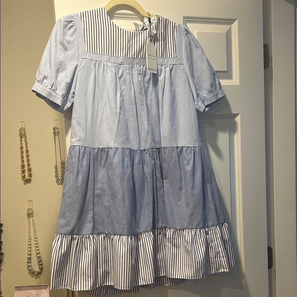 English Factory Blue Striped Dress